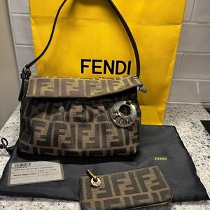 Stunning Fendi zucca mini chef in traditional motif with matching card holder